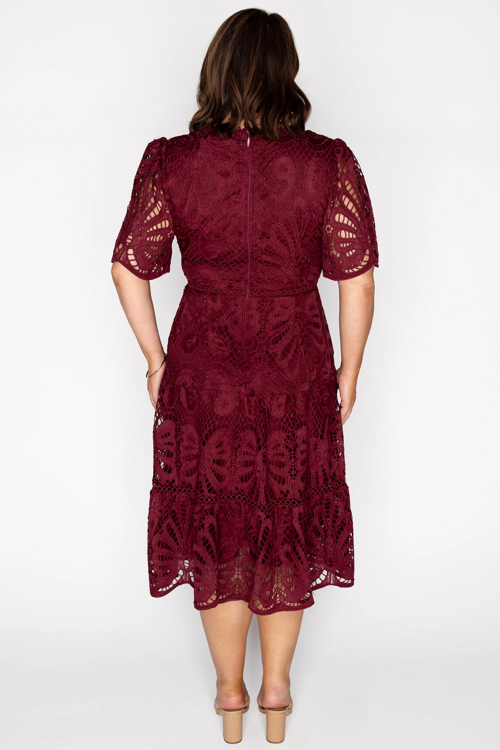 Nicolla Burgundy Lace Dress – Burgundy Lace midi dress