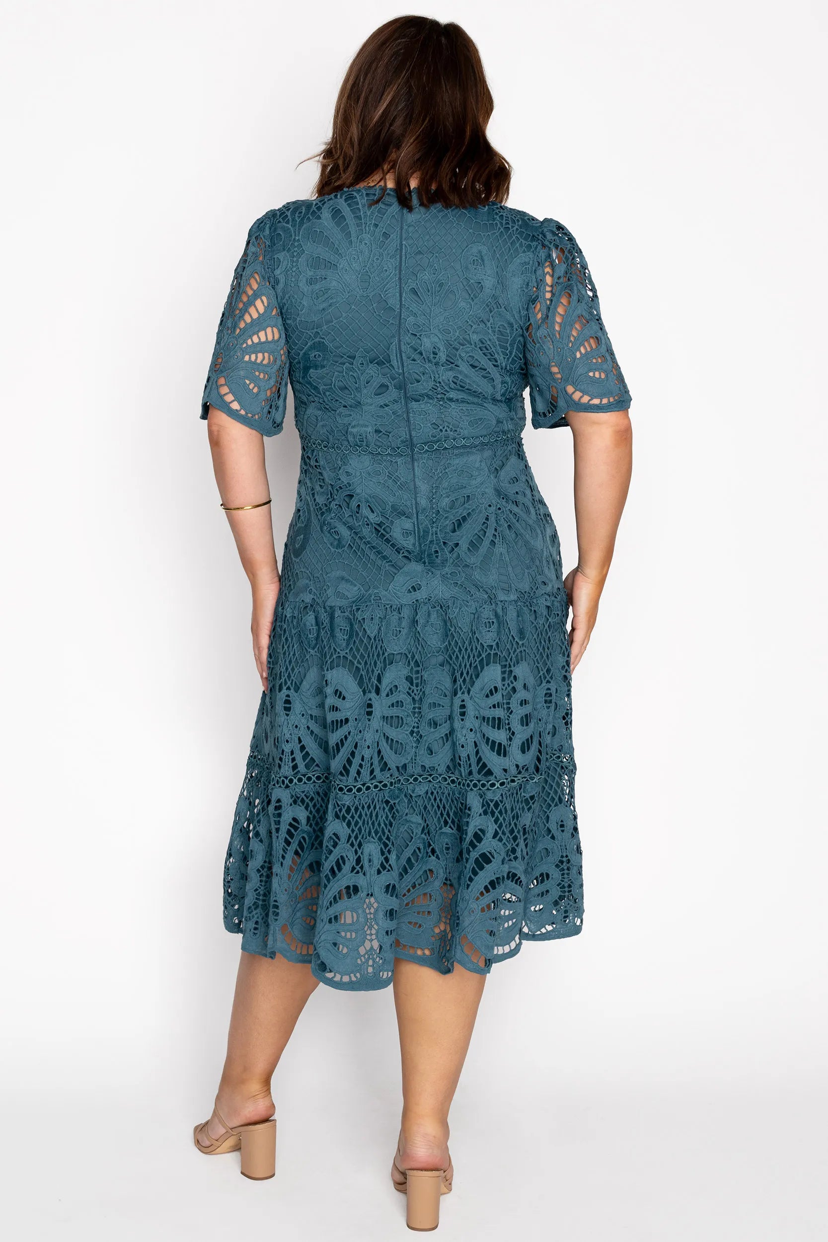 Nicolla Teal Lace Dress โ Teal Lace midi dress