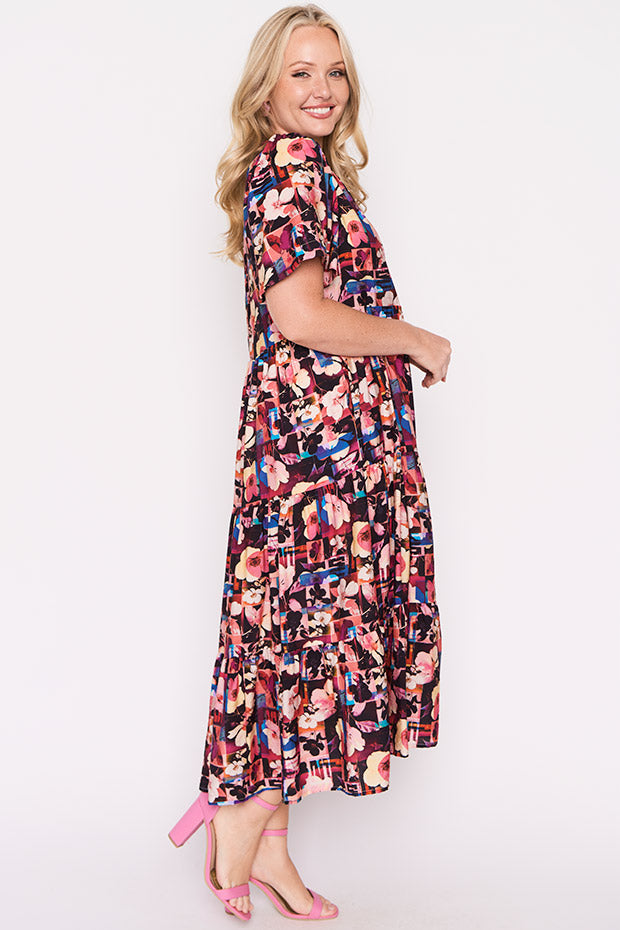 Hollie Floral Collage Dress – Floral Collage midi dress