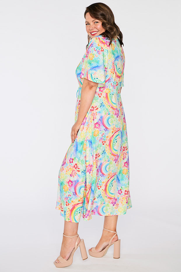 Michelle Rainbow Garden Dress – Rainbow Garden midi dress