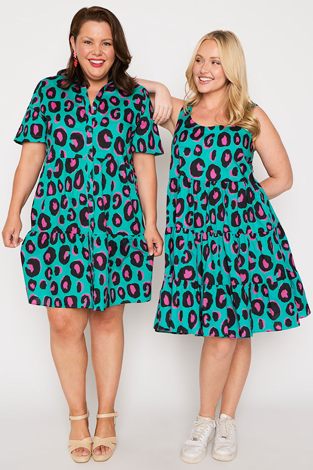 Dorothy Minty Leopard Dress – Minty Leopard knee length dress