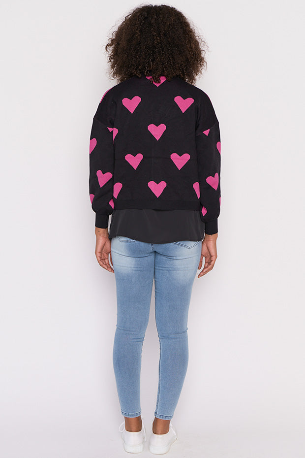 Queen of Hearts Black & Pink Cardi – Black & Pink cardigan