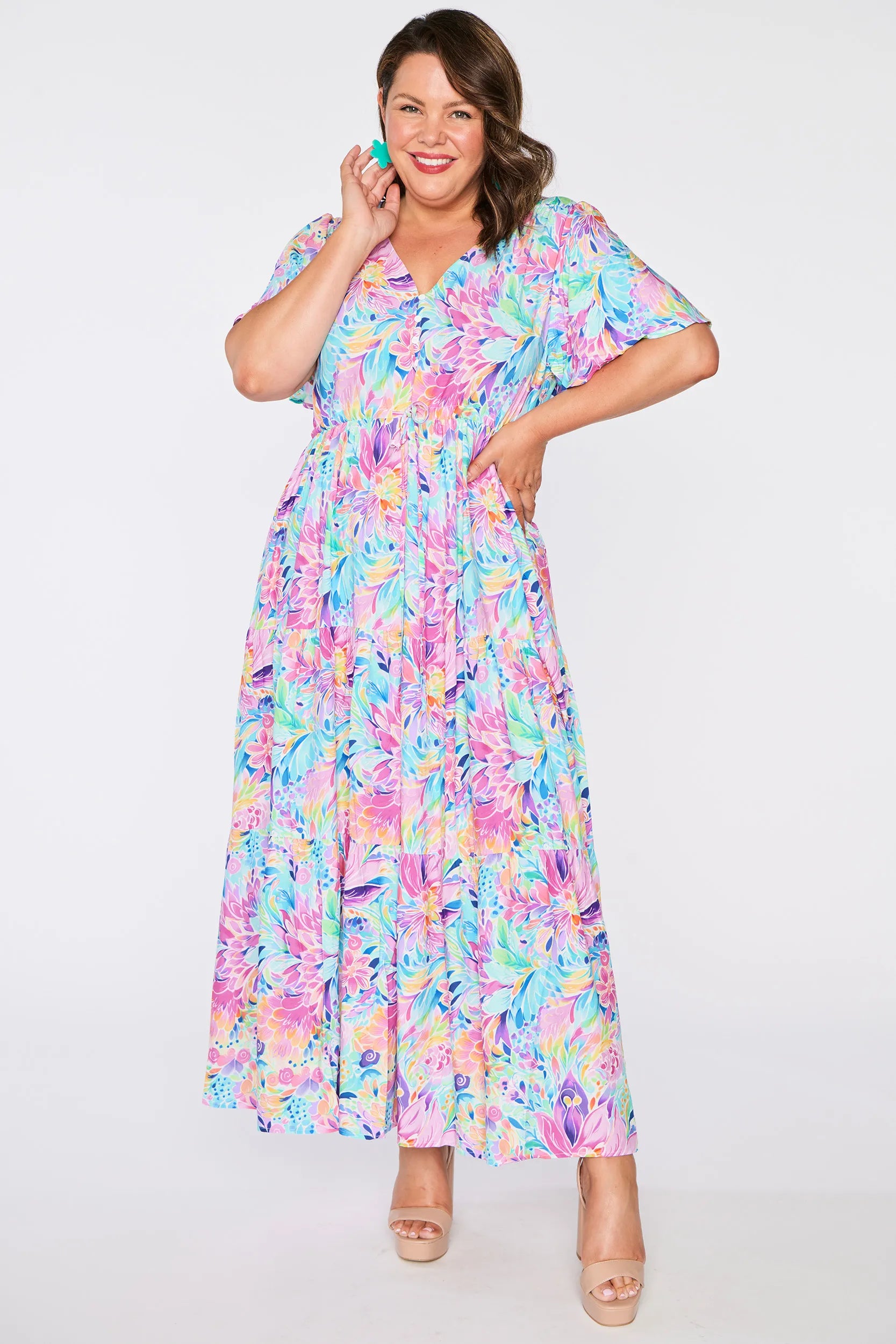 Alexia Rainbow Bloom Dress โ Rainbow Bloom maxi dress