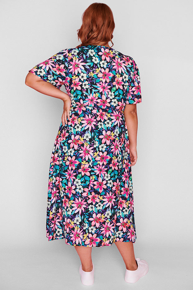 Marley Neon Bloom Dress – Neon Bloom midi dress