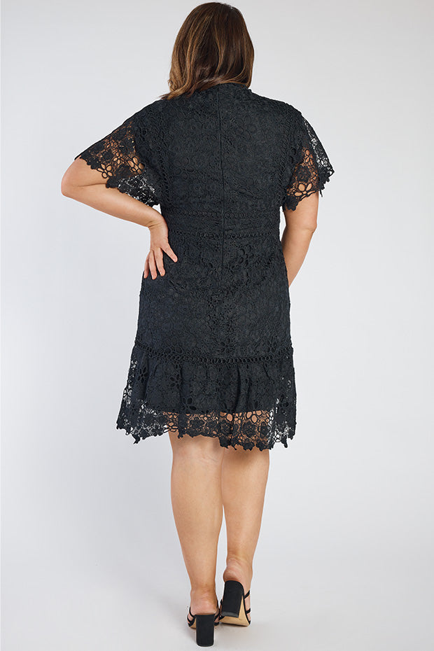Melanie Black Lace Dress – Black Lace knee length dress