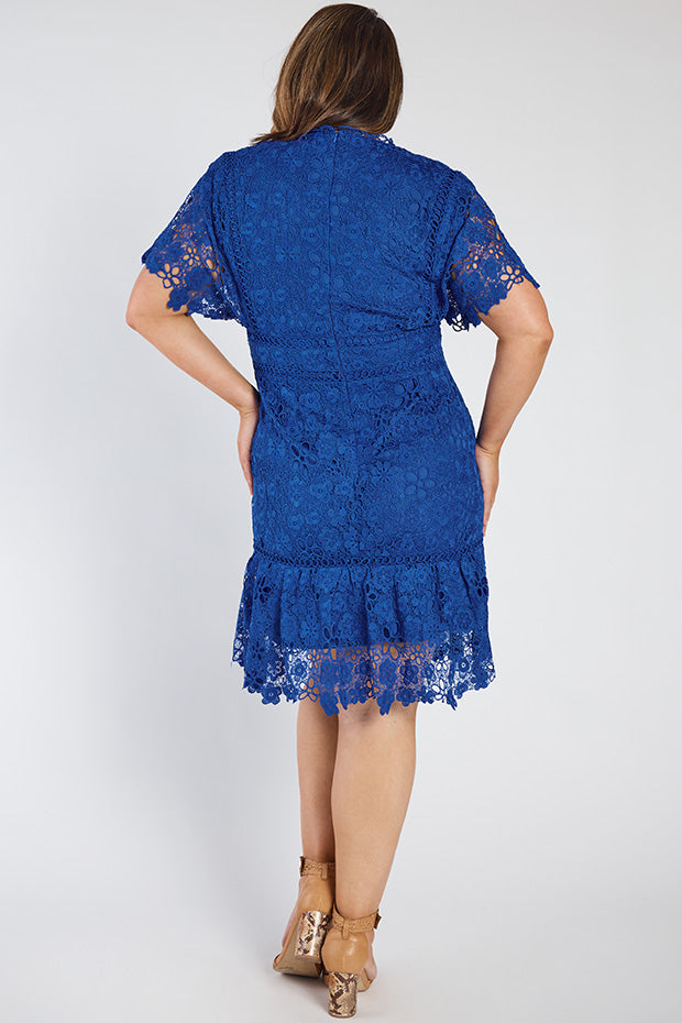 Melanie Cobalt Lace Dress – Cobalt Lace knee length dress