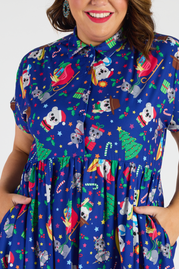 Frankie Aussie Christmas Dress – Aussie Christmas shirt dress