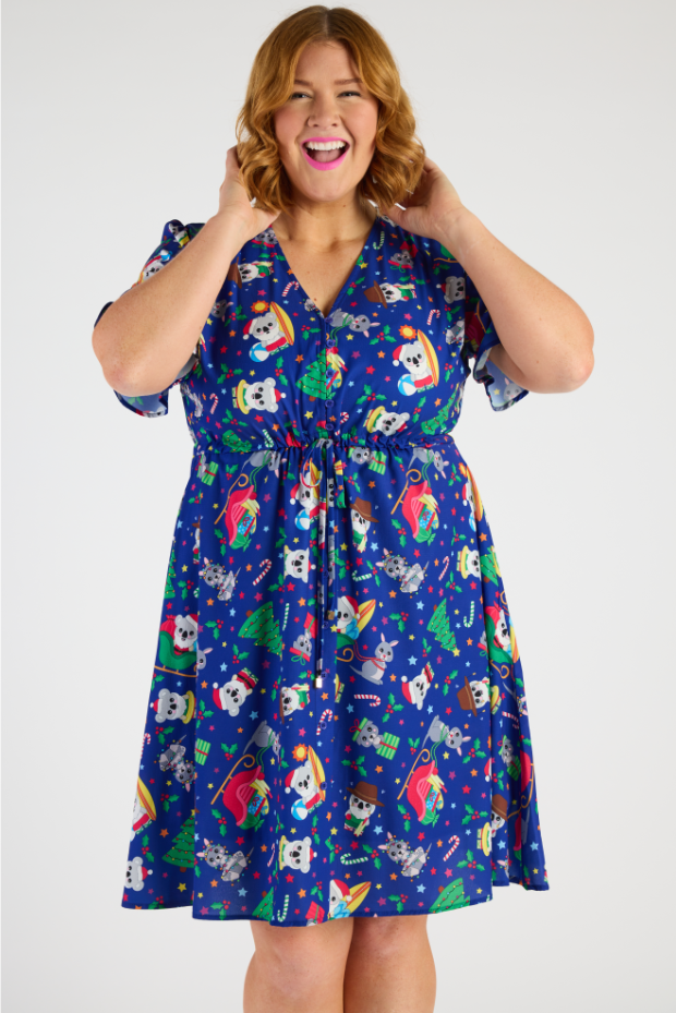 Siena Aussie Christmas Dress โ Aussie Christmas knee length dress