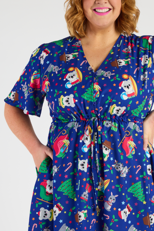 Siena Aussie Christmas Dress โ Aussie Christmas knee length dress