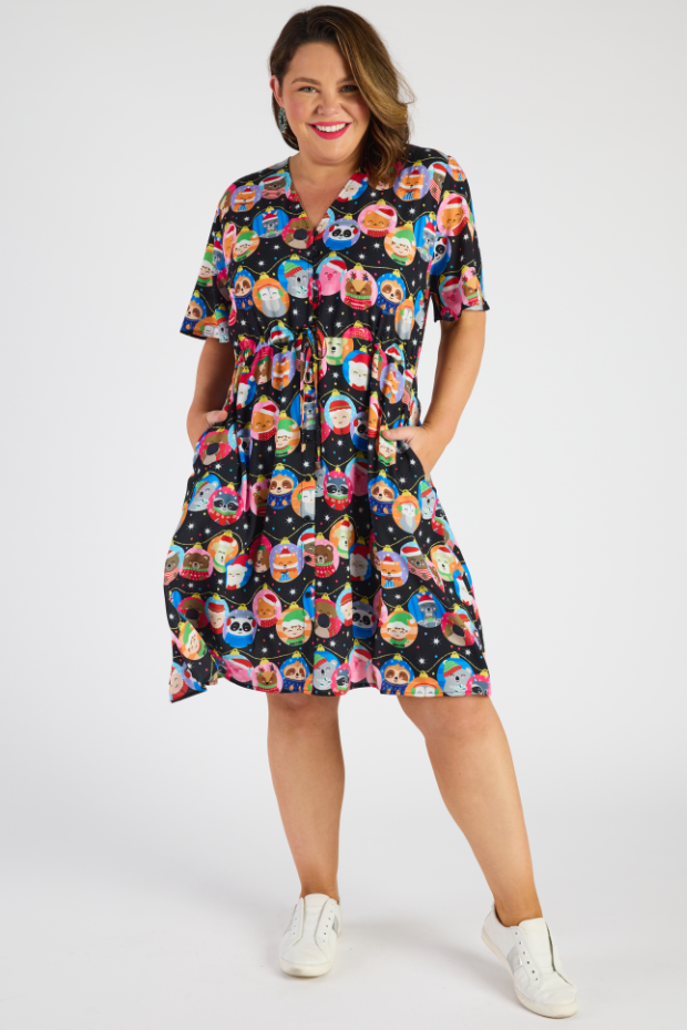 Siena Bauble Christmas Dress โ Bauble Christmas knee length dress
