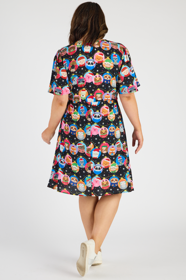 Siena Bauble Christmas Dress โ Bauble Christmas knee length dress