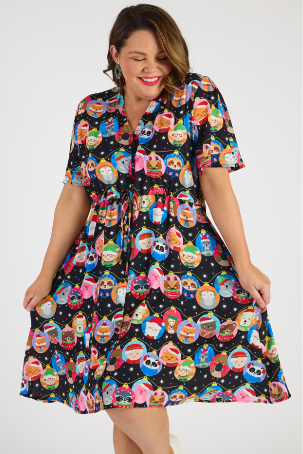 Siena Bauble Christmas Dress โ Bauble Christmas knee length dress