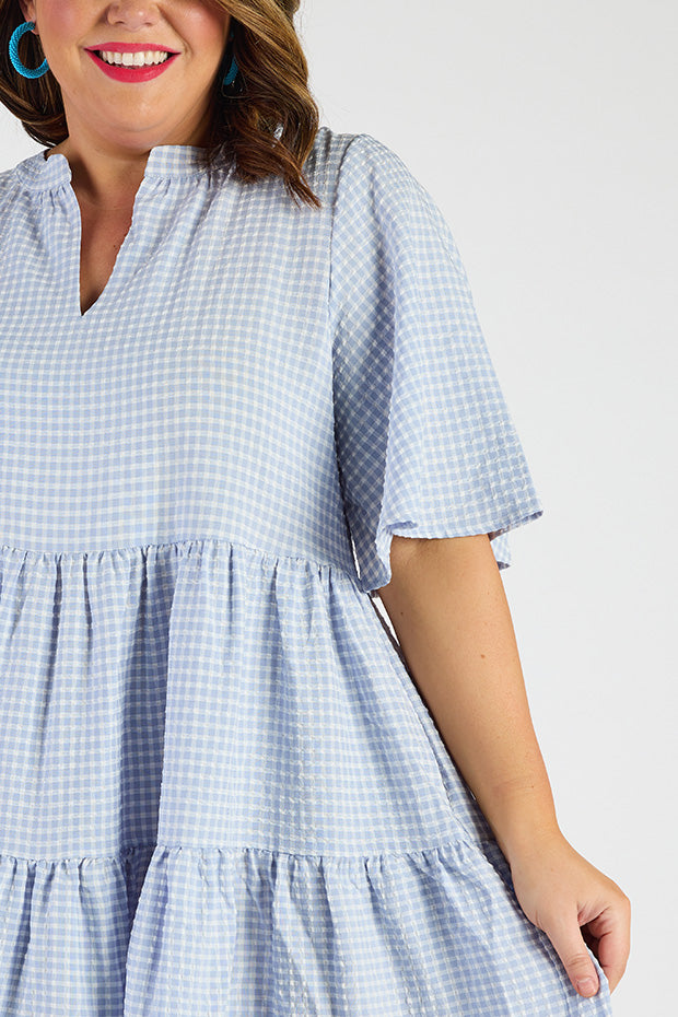 Birdie Gingham Blue Dress – Gingham Blue midi dress
