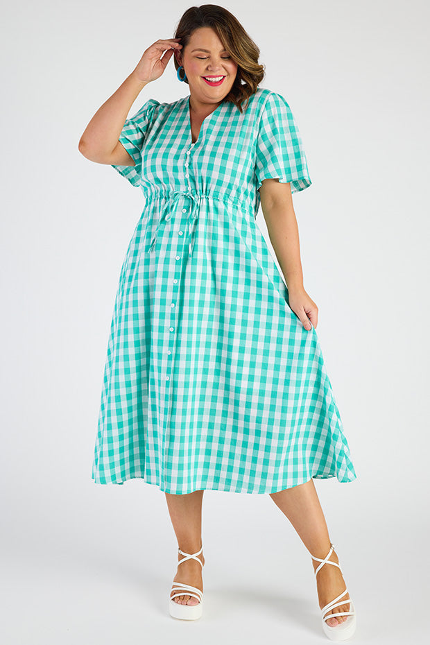 Marley Gingham Jade Dress – Gingham Jade midi dress