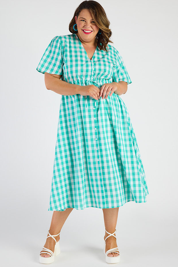 Marley Gingham Jade Dress – Gingham Jade midi dress