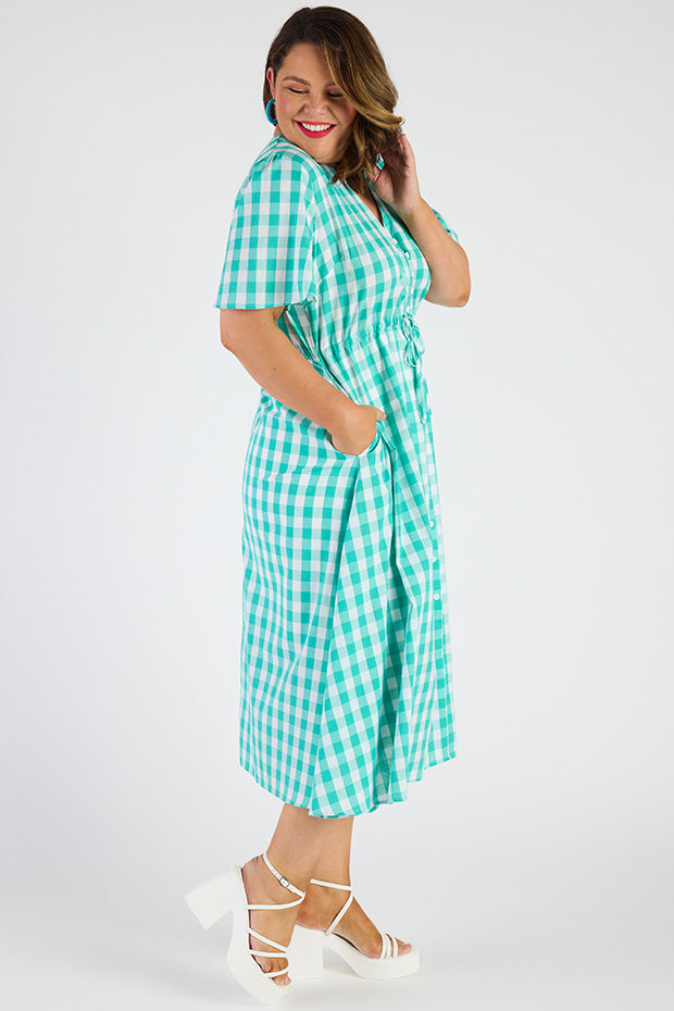 Marley Gingham Jade Dress – Gingham Jade midi dress