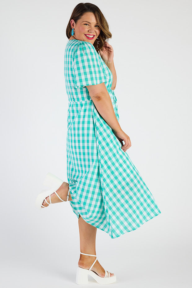 Marley Gingham Jade Dress – Gingham Jade midi dress