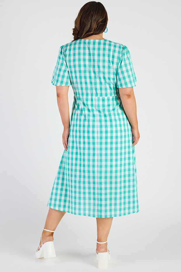 Marley Gingham Jade Dress – Gingham Jade midi dress