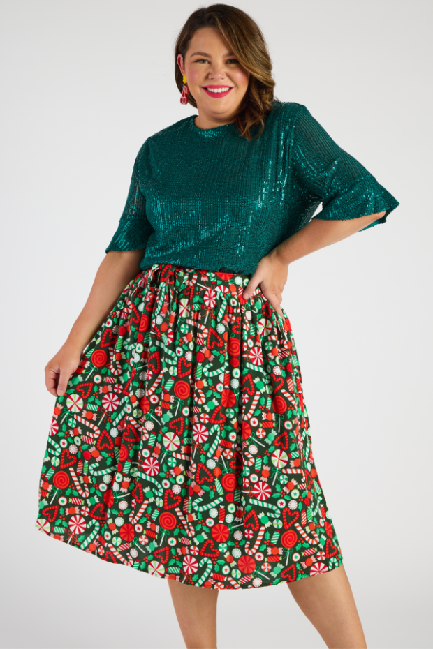 Ally Lollie Christmas Skirt – Lollie Christmas Skirt a-line skirt