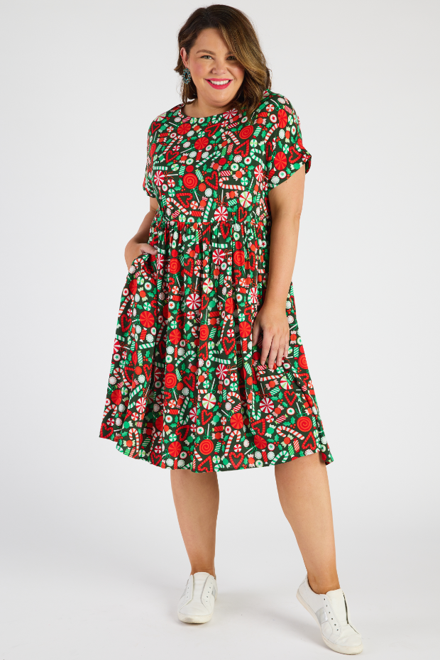 Malia Lollie Christmas Dress โ Lollie Christmas knee length dress