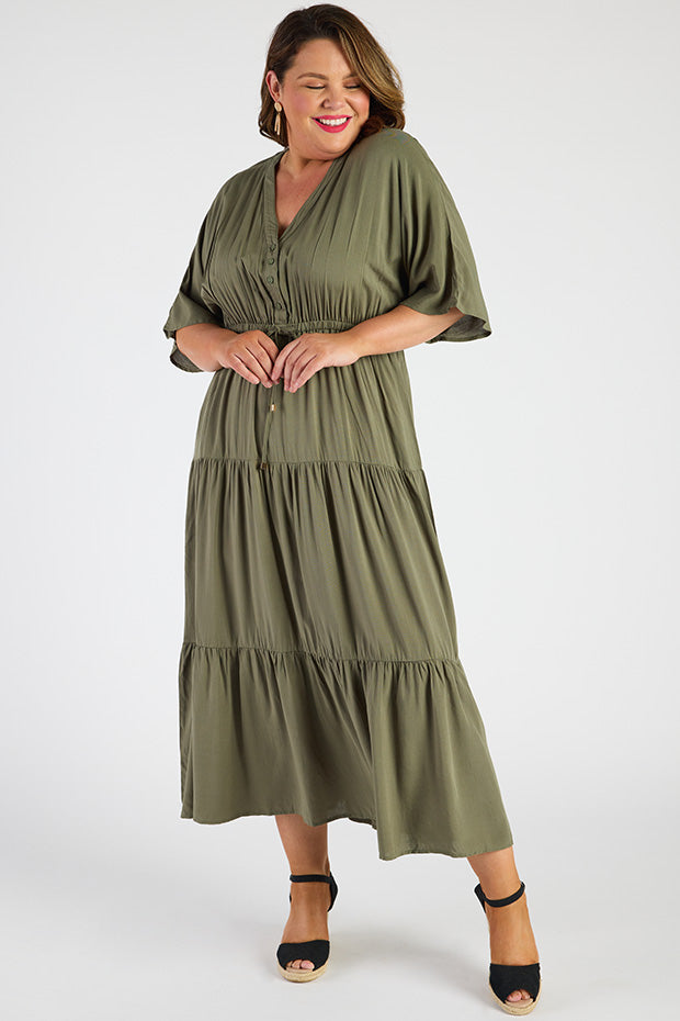 Maddie Khaki Dress – Khaki maxi dress