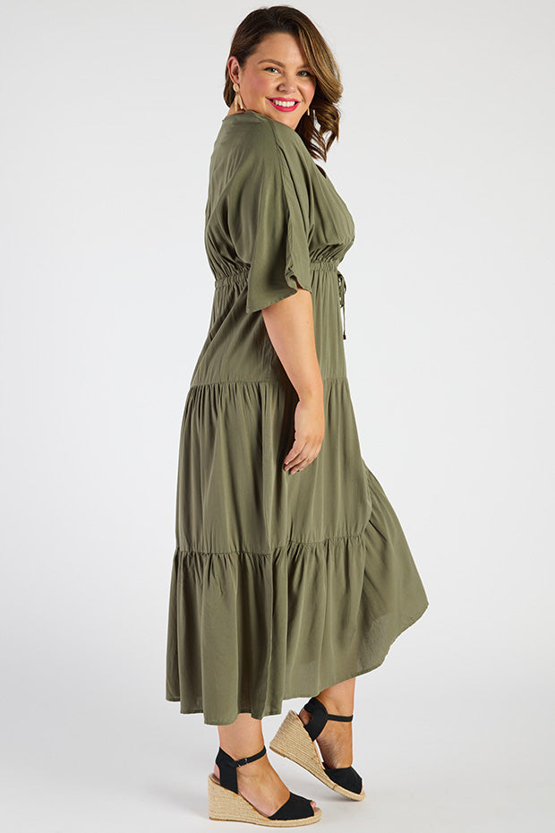 Maddie Khaki Dress – Khaki maxi dress