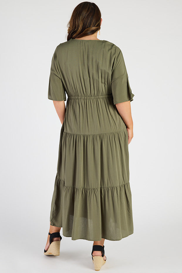 Maddie Khaki Dress – Khaki maxi dress
