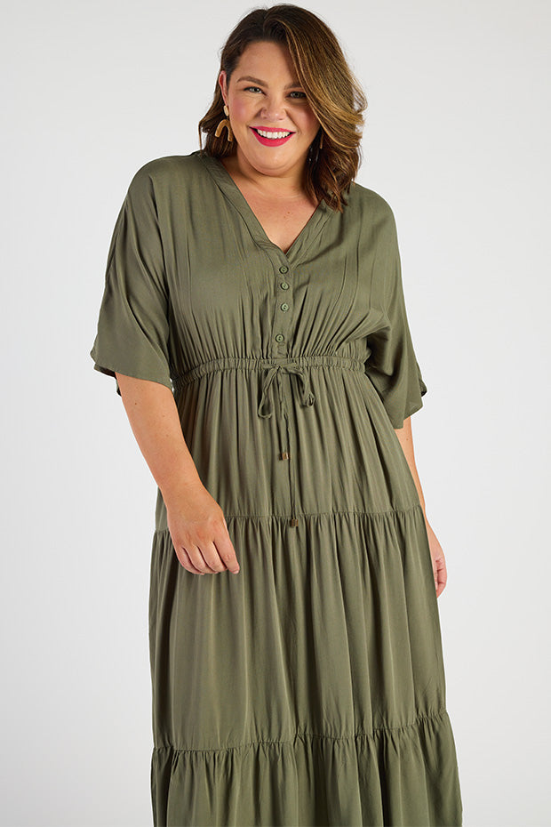 Maddie Khaki Dress – Khaki maxi dress