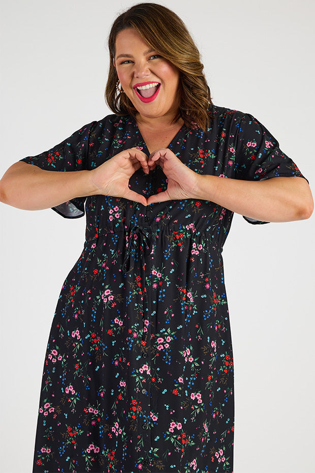 Marley Red Posies Dress ā Red Posies midi dress