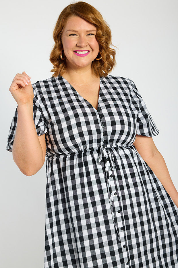 Marley Gingham Black Dress ā Gingham Black midi dress