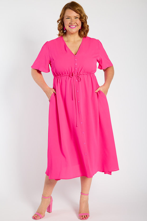 Marley Hot Pink Dress – Hot Pink midi dress
