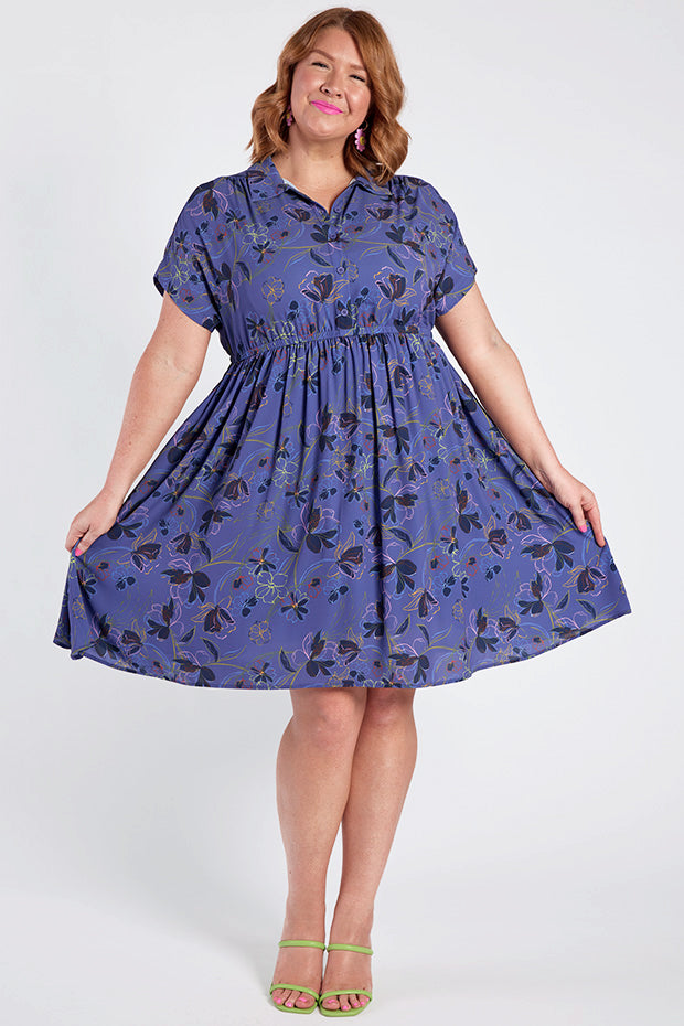 Jenny Crepe Electric Bloom Dress – Crepe Electric Bloom shirt dress