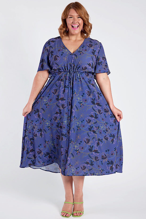 Marley Crepe Electric Bloom Dress – Crepe Electric Bloom midi dress