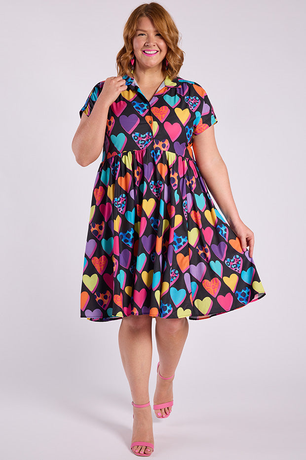 Frankie Inky Hearts Dress – Inky Hearts knee length dress