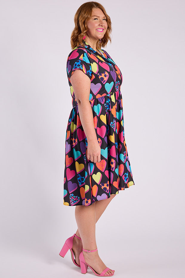 Frankie Inky Hearts Dress – Inky Hearts knee length dress
