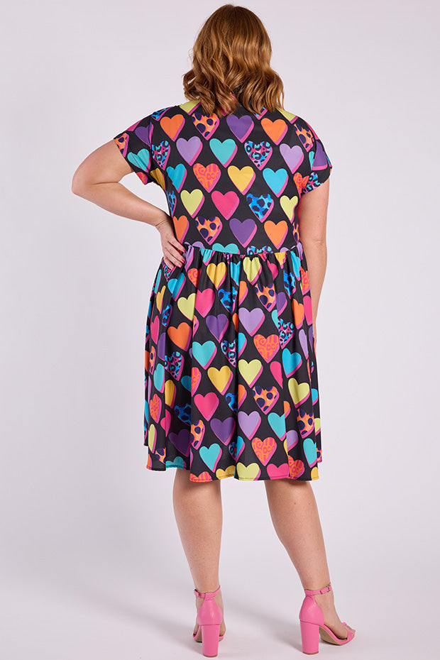 Frankie Inky Hearts Dress – Inky Hearts knee length dress