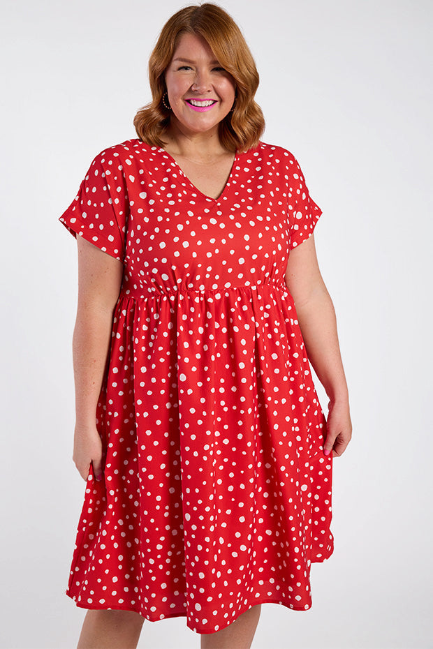 Savannah Red Spot Dress – Red Spot midi dress