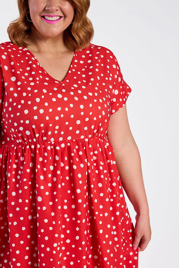 Savannah Red Spot Dress – Red Spot midi dress