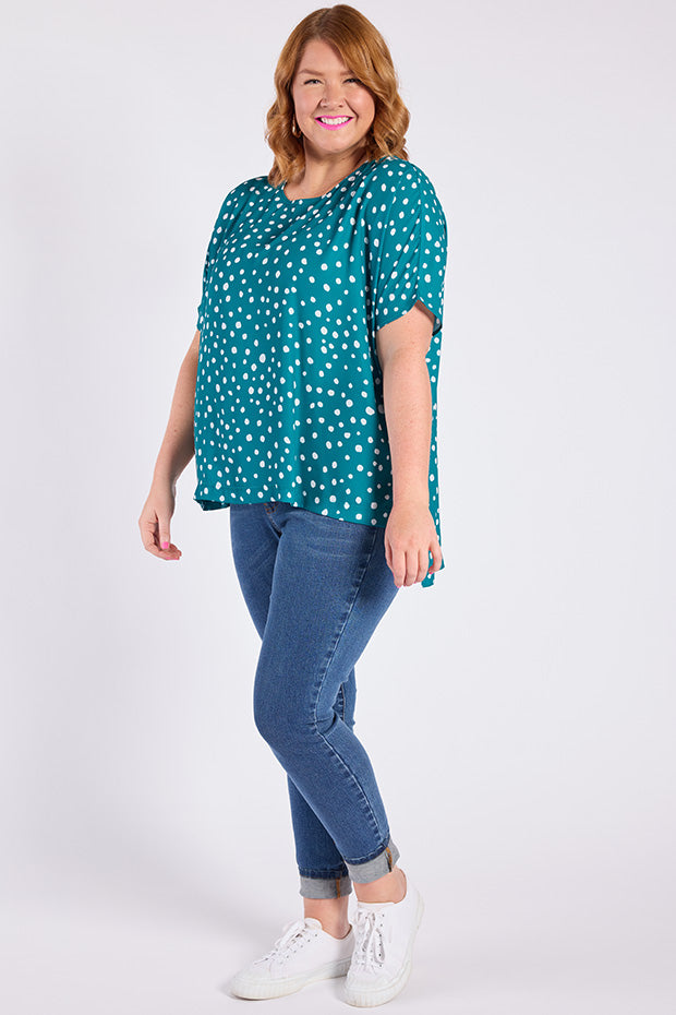 Serena Teal Spot Top โ Teal Spot top