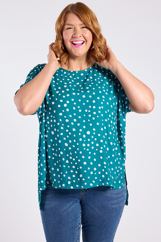 Serena Teal Spot Top – Teal Spot top
