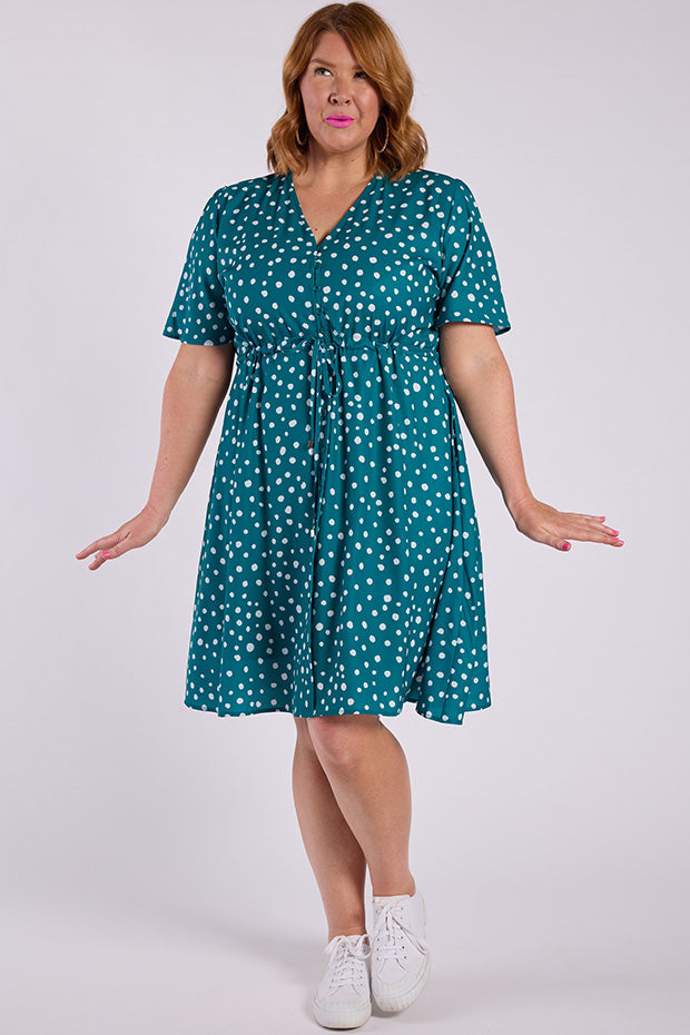 Siena Teal Spot Dress โ Teal Spot midi dress