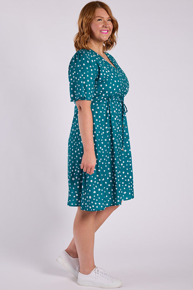 Siena Teal Spot Dress โ Teal Spot midi dress