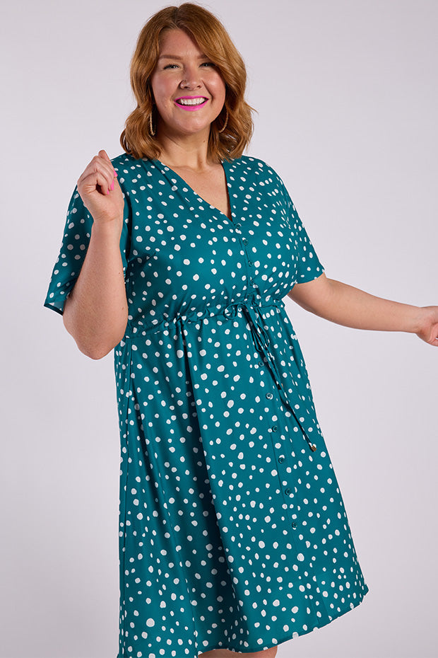 Siena Teal Spot Dress โ Teal Spot midi dress