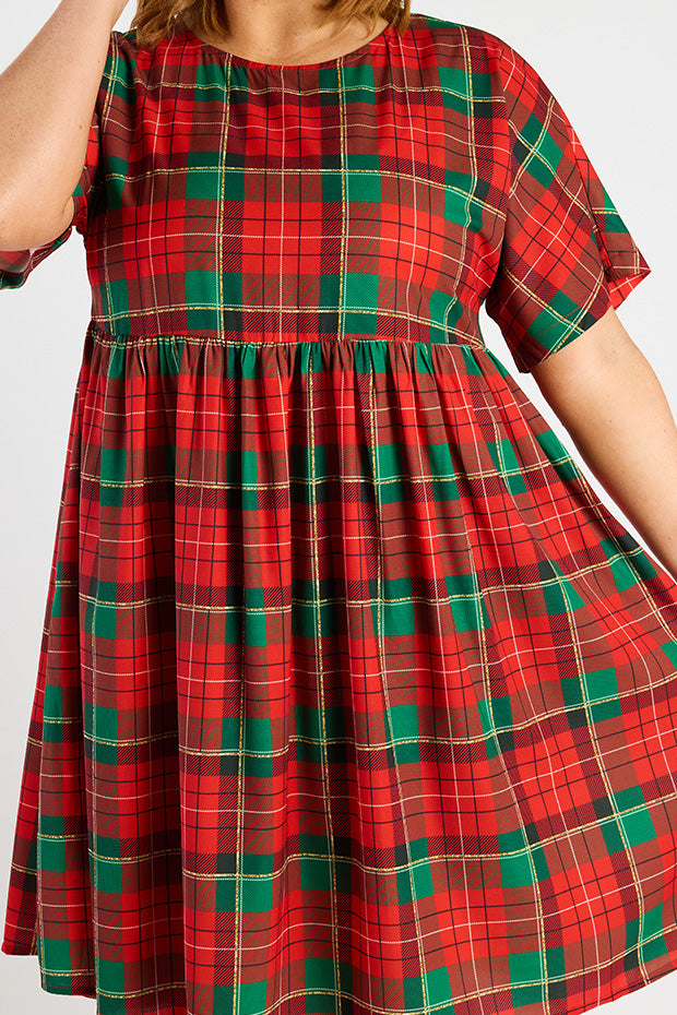 Allsorts Tartan Christmas Dress โ Tartan Christmas knee length dress