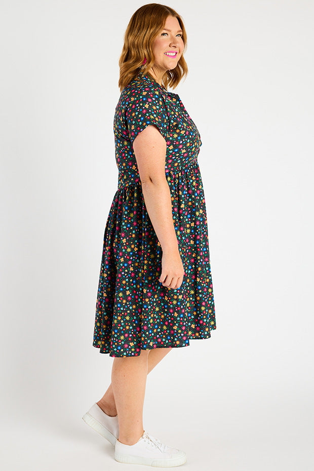 Frankie Ditsy Black Dress – Ditsy Black shirt dress