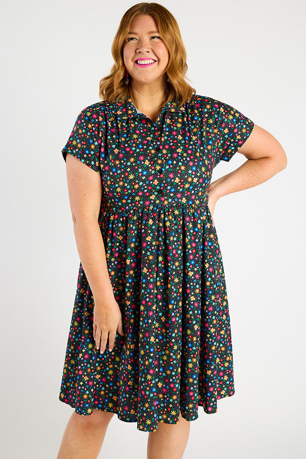 Frankie Ditsy Black Dress – Ditsy Black shirt dress