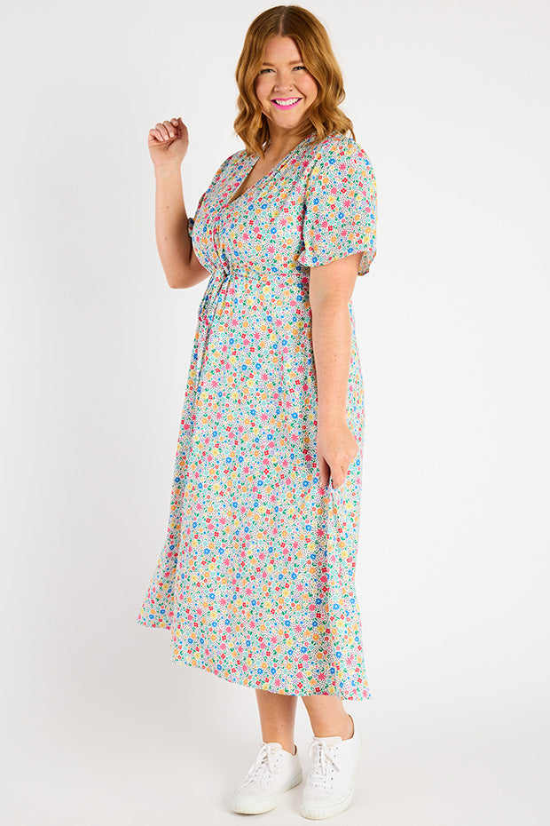 Marley Ditsy White Dress – Ditsy White midi dress