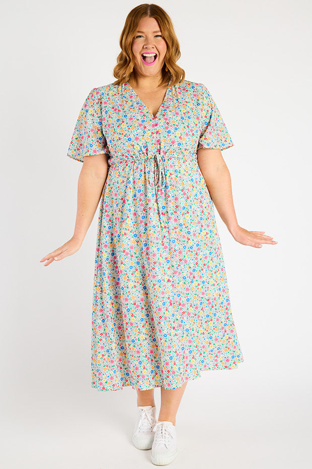 Marley Ditsy White Dress – Ditsy White midi dress