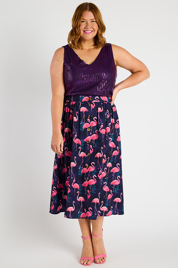 Kylie OG Flamingo Skirt – OG Flamingo midi skirt