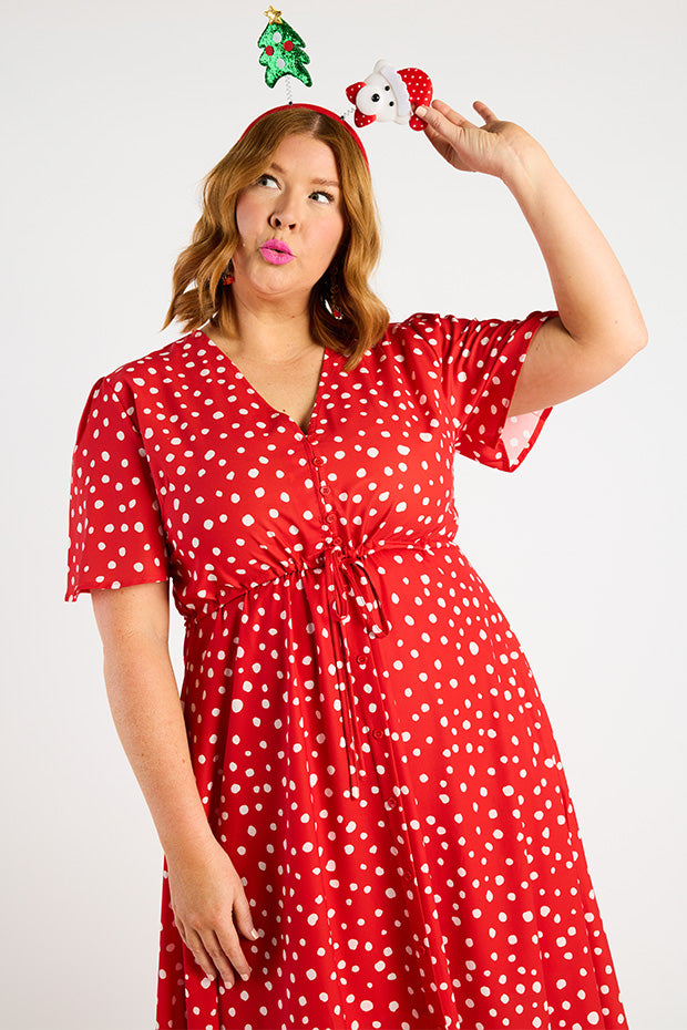 Marley Red Spot Dress โ Red Spot midi dress